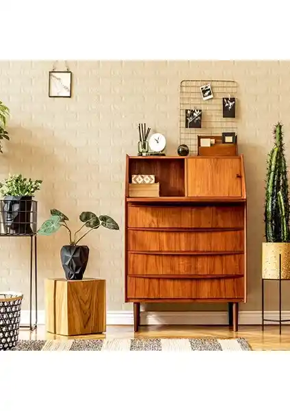 Renkli Kendinden Yapışkanlı Çizgili Krem Duvar Paneli Modern Dekorasyon Çözümü