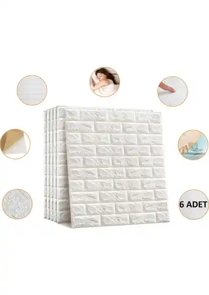 Renkli Kendinden Yapışkanlı Sünger Beyaz Tuğla Duvar Paneli Dekoratif ve Dayanıklı İç Mekan Çözümü