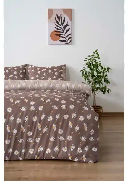 Riva İstanbul Kahve Papatyalı Tek Kişilik Nevresim Takımı Yatak Odası Şıklığı ve Konforu