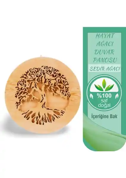Sedir Ağacından El Yapımı Hayat Ağacı Duvar Panosu Doğal ve Sembolik Dekorasyon İçin