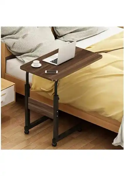 Servetavcı Filament Yükseklik Ayarlı Tekerlekli Masa Ceviz Kaplama Modern Ofis ve Ev Kullanımı