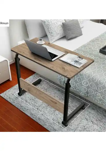 Servetavcı Yükseklik Ayarlı Çalışma Masası Ceviz Renkli Tekerlekli 80x40 cm