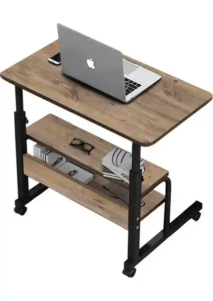 Servetavcı Yükseklik Ayarlı Çift Raflı Tekerlekli Laptop Sehpası ve Çalışma Masası