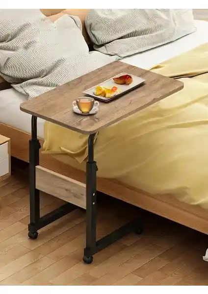 Servetavcı Yükseklik Ayarlı Tekerlekli Kahvaltı ve Yemek Sehpası Atlantik Çam 60x40