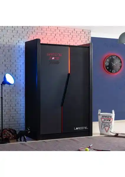 Setay Gardırop Gamer 2 Kapaklı Ledli Dolap Modern ve Fonksiyonel Tasarım