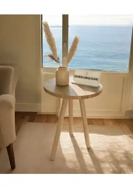 Seven Madame Yuvarlak Zigon Sehpa: Modern ve Doğal Ahşap Tasarım Çözümü