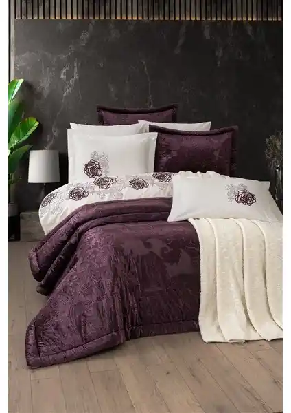 Sevim Tivoli Spectra Kadife Yatak Örtülü Çeyiz Seti Modern Tasarım ve Yüksek Kalite