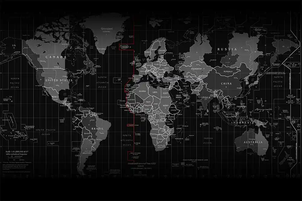Siyah Dünya Haritası Dekorasyonunda Modern ve Şık Bir Dokunuş Sağlar