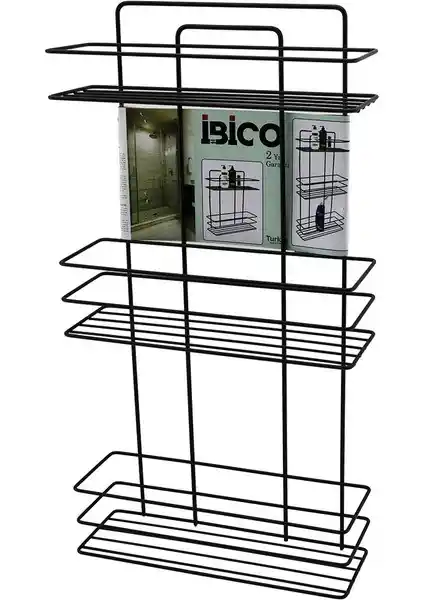 Sprout Siyah 3 Katlı Dikdörtgen Metal Banyo Köşelik Modern ve Dayanıklı Tasarım