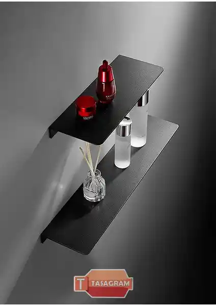 Tasagram Metal Tasarım Kitaplık ve Dekoratif Raf Seti Siyah Modern ve Şık Tasarım