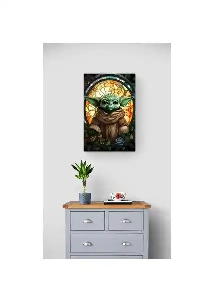 The Mandalorian Baby Yoda Vitray Desenli Cam Tablo Ev Dekorasyonunda Şık ve Modern Seçenek