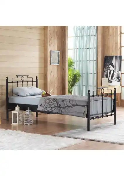 Unimet Hatkus Ferforje Metal Karyola: Dayanıklı ve Estetik Tek Kişilik Yatak Çözümü