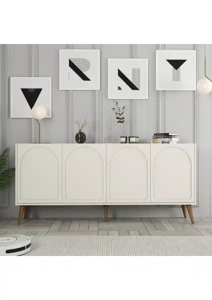 Variant Lyon Konsol Krem Ceviz Renk Modern Dayanıklı Mobilya Tasarımı
