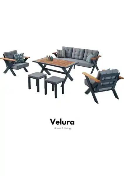 Velura Home & Living Mercan Bahçe Takımı Gri: Modern ve Dayanıklı Dış Mekan Mobilyası