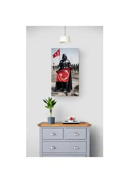 Vitraycım Darth Vader Cam Tablo Türk Bayrağıyla Güç ve Stil Birlikteliği