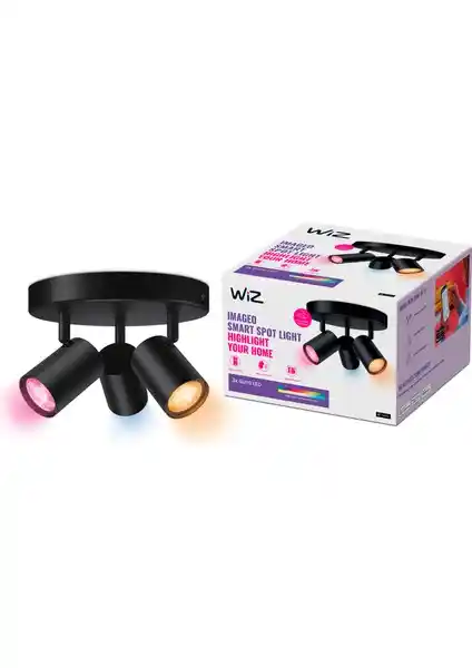 Wiz Imageo Siyah 3'lü Spot Akıllı Tavan Lambası Modern ve Ayarlanabilir Tasarım