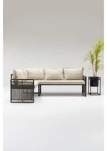 Wood House Maya Köşe Takımı Bej-Antrasit Modern Konfor ve Şıklık Sunan Tasarım