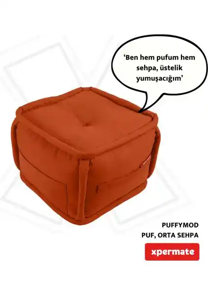Xpermate x Permate Puffymod Dekoratif Kare Puf Modern ve Çok Yönlü Kullanım İmkanıyla