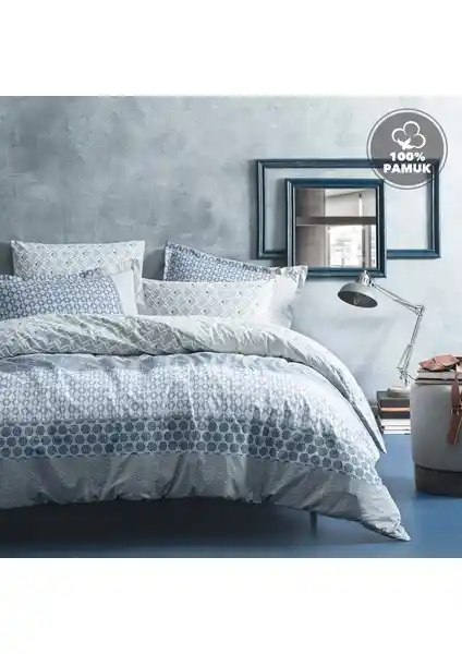 Yataş Bedding Malin Tek Kişilik Ranforce Mavi Nevresim Seti Doğal Şıklık ve Konfor Sunar