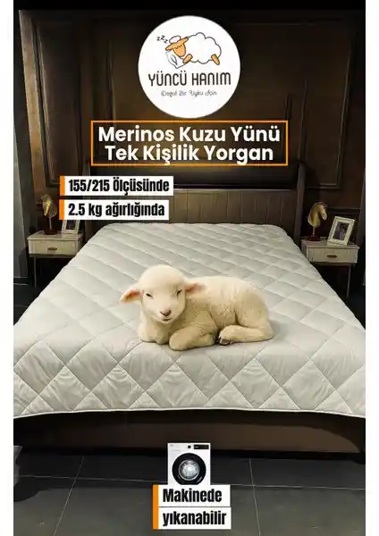Yüncü Hanım Tek Kişilik Merinos Kuzu Yünü Yorganı Sağlıklı ve Doğal Uyku Deneyimi Sunar