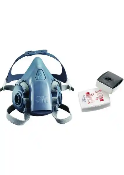3M Yarım Yüz Maskesi 7502 ve 6035 Filtre Kombini Güvenli ve Konforlu Solunum Koruma Seti