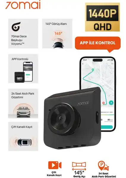 70MAI A400 Dashcam: Yüksek Çözünürlüklü ve Gelişmiş Güvenlik Özellikleriyle Araç Kamerası