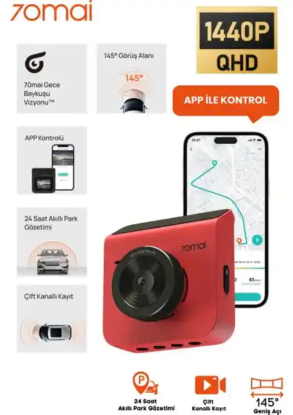 70MAI A400 Dashcam: Yüksek Çözünürlüklü ve Güvenli Sürüş İçin Modern Araç Kamerası