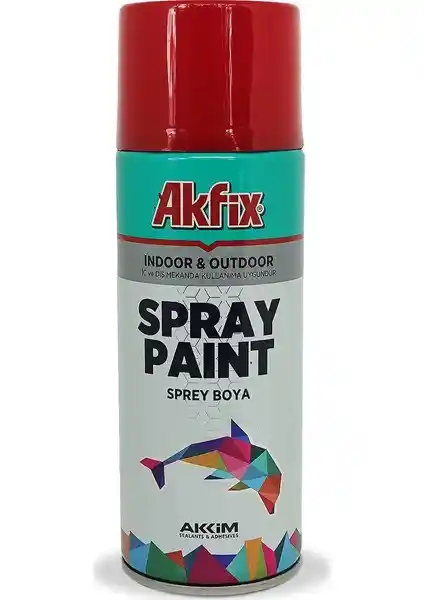 Akfix Akrilik Sprey Boya 400ml Parlak Makine Kırmızı Profesyonel ve Hobi Kullanımı İçin