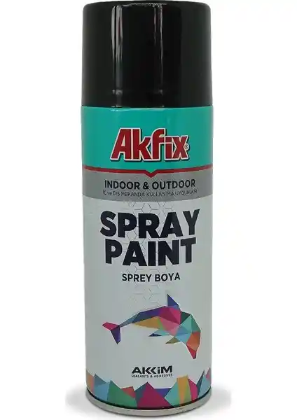 Akfix Akrilik Sprey Boya 400ml Parlak Siyah Yüzeylerde Kalıcı ve Çok Yönlü Uygulama