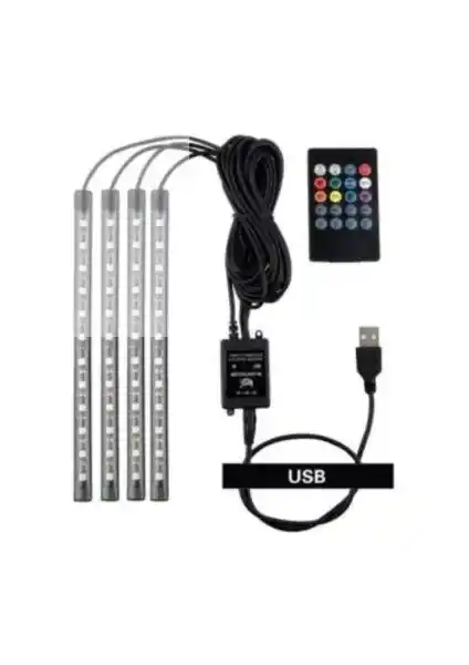 Araç İçi Atmosferi Geliştiren USB Bağlantılı 12 Ledli RGB Şerit Aydınlatma Çözümü