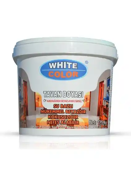 Beyaz Renkli 17,5 kg İç Mekan Tavan Boyası Yüksek Kapatıcılık ve Dayanıklılık Özelliğiyle