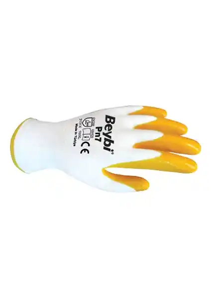 Beybi Naylon Nitril Eldiven Sarı No:9 Güvenlik ve Konfor Bir Arada Sağlar