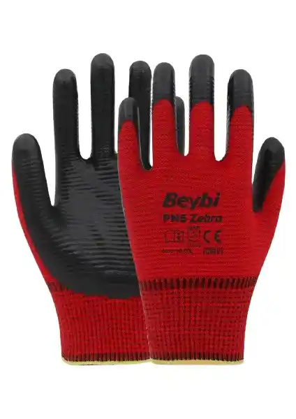 Beybi Nitril PMK PN5 Kırmızı Siyah Eldivenler 12'li Paket Sağlık ve Endüstri Kullanımı