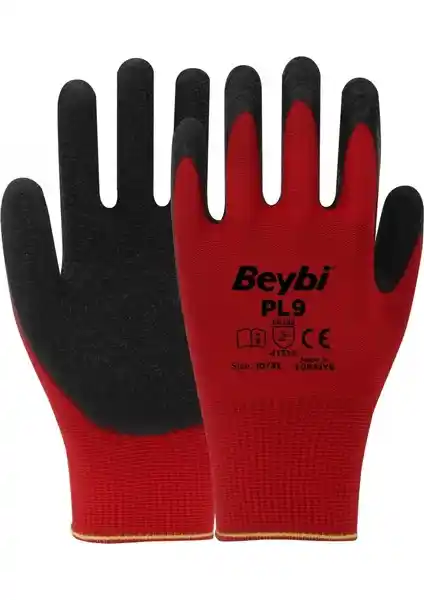 Beybi PL-9 Kırmızı Siyah Nitril Eldiven Endüstriyel Güç ve Güvenlik Çözümü