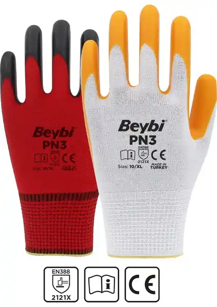 Beybi PN3 Beyaz Sarı Nitril Eldiven: Endüstriyel ve Sağlık Alanları İçin Güvenilir Koruyucu