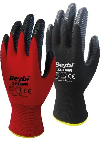 Beybi Zebra Nitril Kaplama Eldivenleri Endüstriyel Güvenlik ve Dayanıklılık Çözümü