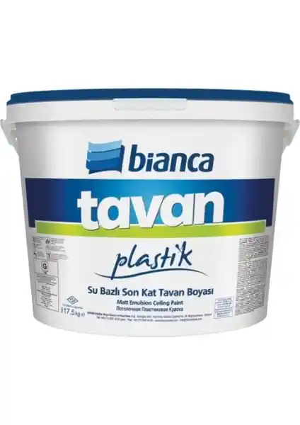 Bianca Tavan Plastik Boyası 10 kg ile iç mekanlarda dayanıklı ve estetik çözümler
