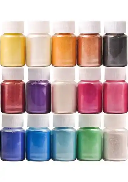 Brtr 15 Renk Sedefli Epoksi Metalik Toz Pigment Seti ile Yaratıcı Dekoratif Uygulamalar