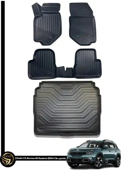 Citroen C5 Aircross İçin Özel 3D Havuzlu Paspas ve Bagaj Koruma Seti