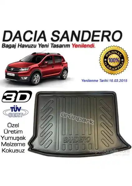 Dacia Sandero 2008 ve sonrası modeller için dayanıklı ve pratik bagaj havuzu