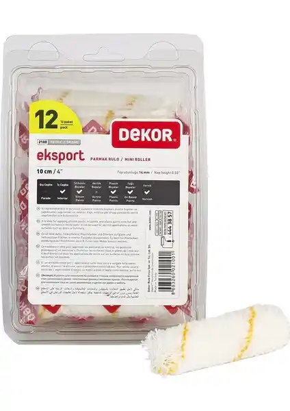 Dekor Export Saten Parmak Rulo 12'li Yedek: İç Cephe Boyama İçin Yüksek Kaliteli Çözüm