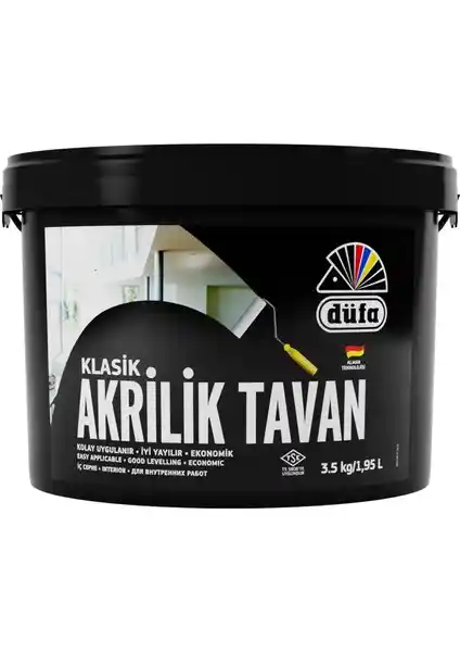 Düfa Akrilik Tavan Boyası Beyaz 3.5 kg Yüksek Performanslı ve Çevre Dostu İç Mekan Boyası