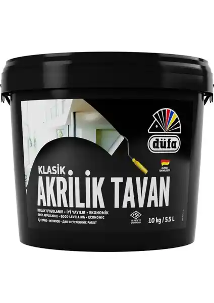 Düfa Klasik Tavan Boyası 10 kg yüksek örtücülük ve çevre dostu özelliklerle iç mekan estetiği
