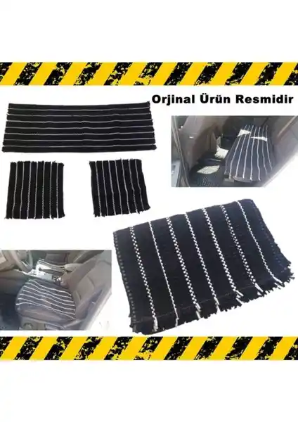 EC Shop Point Oto Koltuk Serme Kilim Minder Siyah Beyaz 3'lü Takım Seti ile İç Mekanı Yenileyin