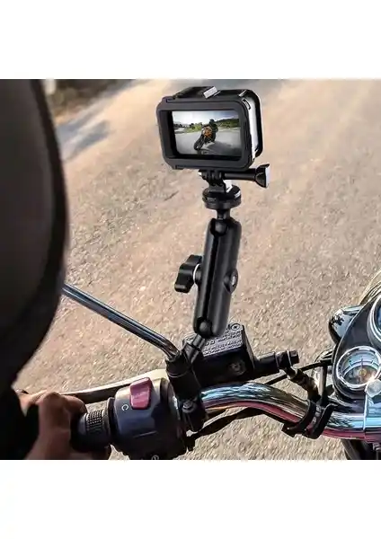 Fimtech Motosiklet ve Bisiklet Aynasına Monte Edilebilen Ayarlanabilir Kamera Tutucu Aparatı
