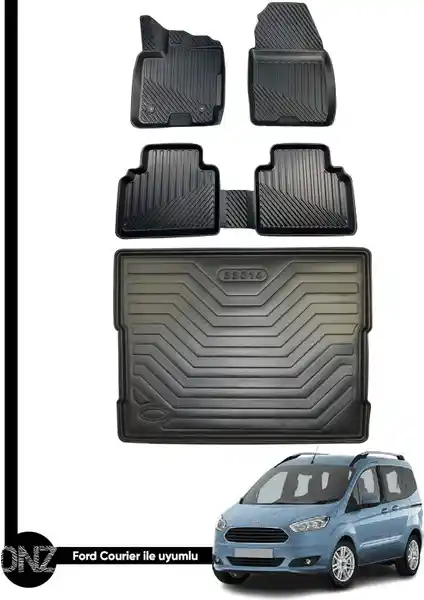 Ford Courier (2014-2021) İçin Dayanıklı ve Şık Paspas ve Bagaj Havuzu Seti