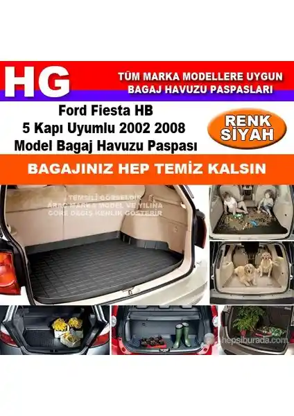 Ford Fiesta 2002-2008 için Siyah Bagaj Havuzu Paspası Ürünü Detaylı İnceleme ve Değerlendirme