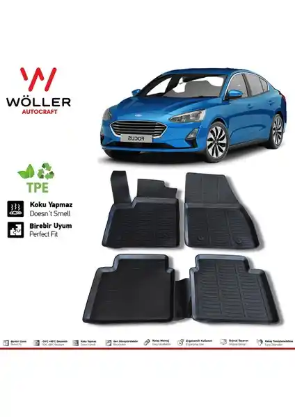 Ford Focus 2018 ve Sonrası İçin Özel 3D Havuzlu Wöller Paspaslar - Dayanıklı ve Pratik Kullanım