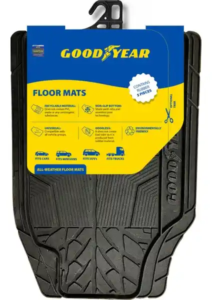 Goodyear Tüm Araçlara Uyumlu 3D Havuzlu Oto Paspas - Dayanıklı ve Güvenli Sürüş İçin