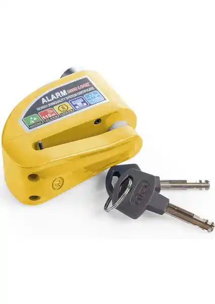 Güvenliğinizi Artıran Sarı Renkli Alarmlı Disk Kilidi Motosiklet ve Taşınabilir Araçlar İçin